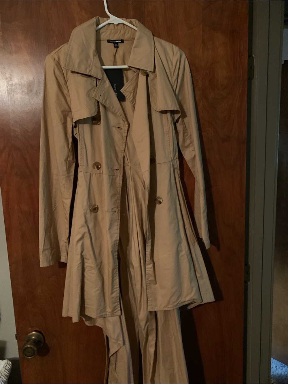 Fashion Nova Tan Double-Breasted Trench Coat